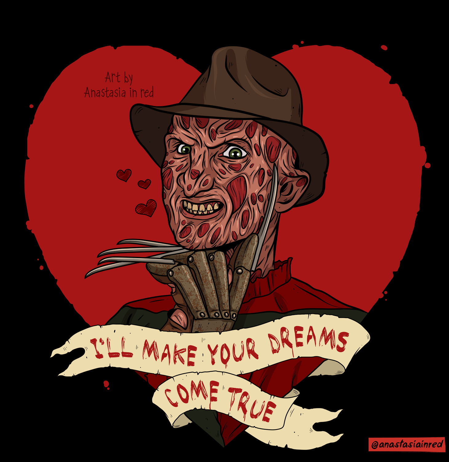 Horror Valentine's card in Freddy Krueger style